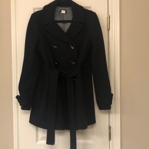 J. Crew Black Peacoat with Belt - Size 8
